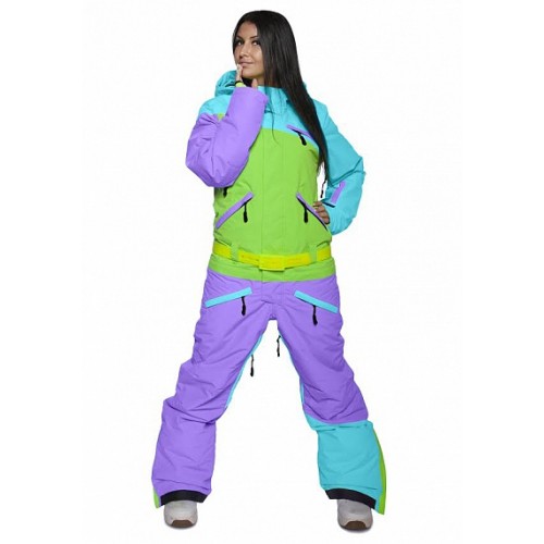 Комбинезон женский для сноуборда Cool Zone Womens Suit 16/17, бирюза/лайм/фиолет
